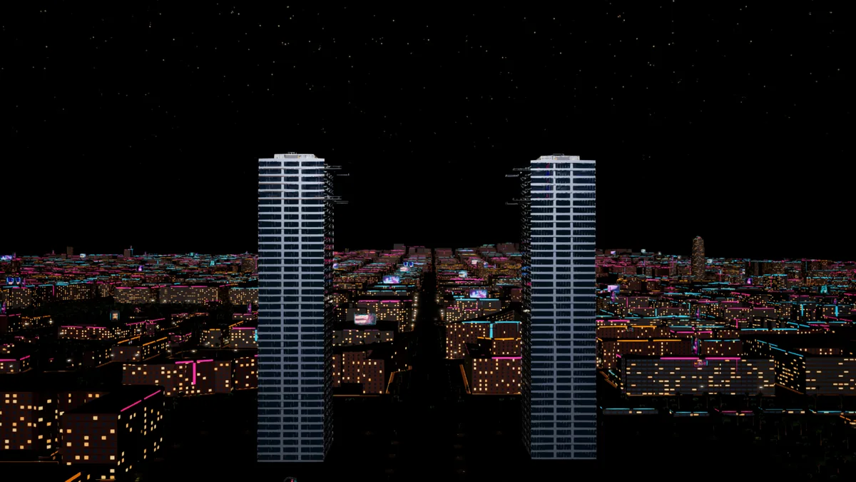 Captura del juego: Torres, Torres cielo estrellado y neón