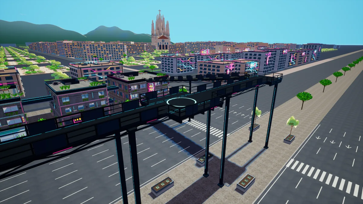 Captura del juego: Diagonal, Puente central y skyline